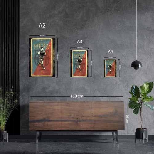 لوحة معدنية | بوستر ميسي برشلونة: تصميم عتيق