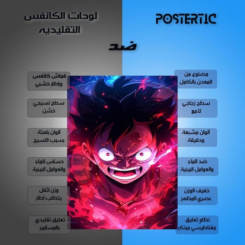 لوحة معدنية | بوستر لوفي من أنمي ون بيس بخلفية هال...