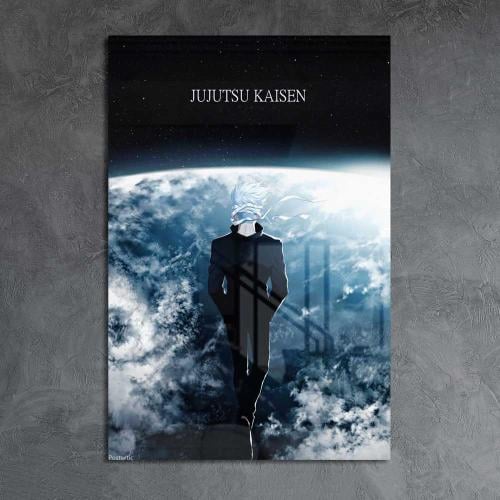 لوحة معدنية | بوستر غوجو ساتورو بتصميم كوني من أنم...