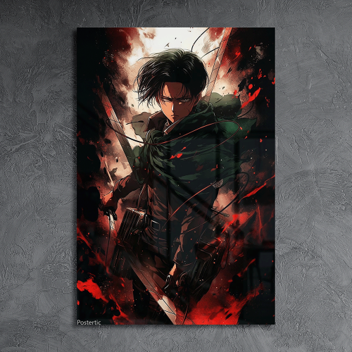 لوحة معدنية | بوستر ليفاي اكرمان انمي هجوم العمالق...