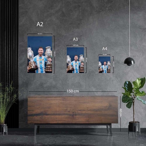 لوحة معدنية ليونيل ميسي - ملك الكأسين - كوبا أمريك...