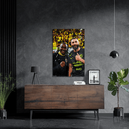 لوحة معدنية كريم بنزيما وموسى ديابي