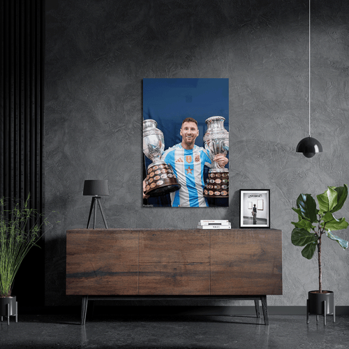 لوحة معدنية ليونيل ميسي - ملك الكأسين - كوبا أمريك...