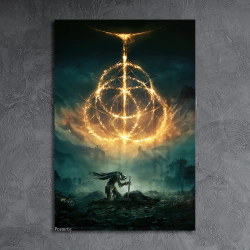 لوحة معدنية - بوستر لعبة إلدن رينج (الغلاف الرسمي)