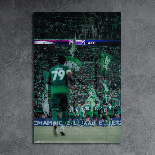 لوحة معدنية لاعبين وجمهور نادي الاهلي السعودي