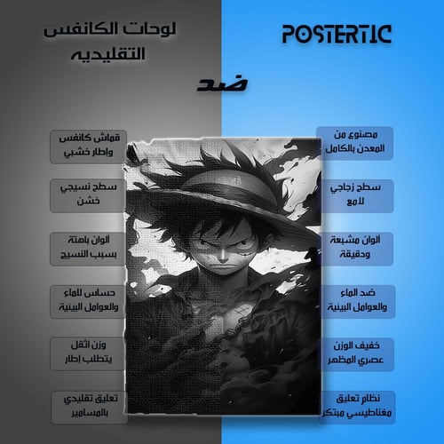 لوحة معدنية | بوستر مونكي دي لوفي من أنمي ون بيس ب...