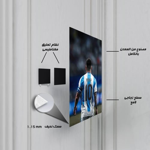 لوحة معدنية ليونيل ميسي من الخلف الأرجنتين