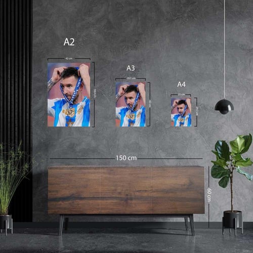 لوحة معدنية ليونيل ميسي تتويج كوبا أميريكا 2024