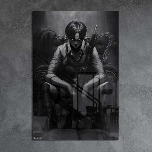 لوحة معدنية ليفاي أكرمان – بوستر تصميم أسود | هجوم...