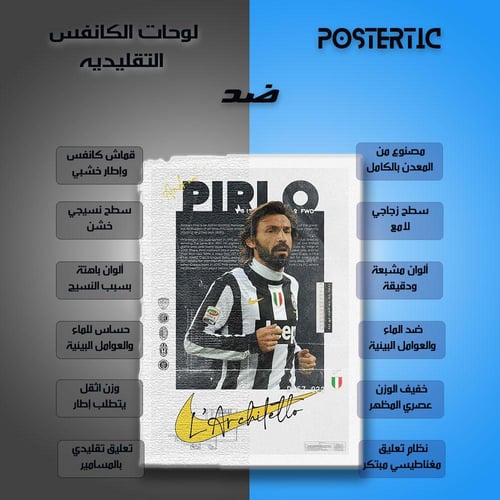 لوحة معدنية | بوستر بيرلو: تصميم عصري بقميص يوفنتو...
