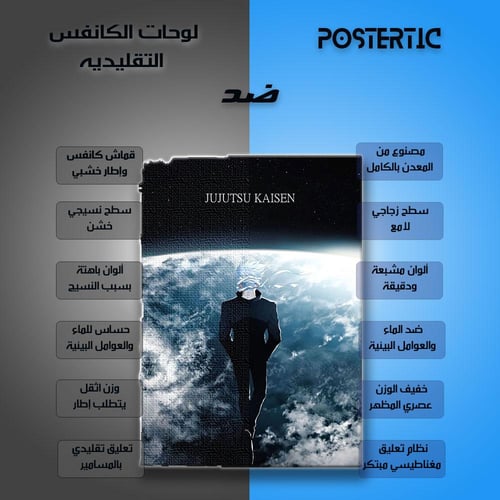 لوحة معدنية | بوستر غوجو ساتورو بتصميم كوني من أنم...