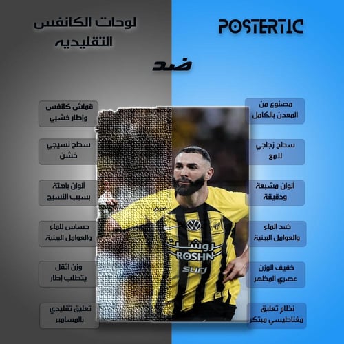 لوحة معدنية لكريم بنزيما الاتحاد