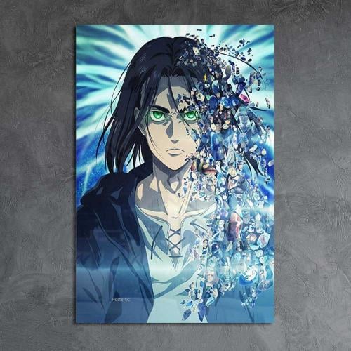 لوحة معدنية | بوستر إيرين ييغر من أنمي هجوم العمال...