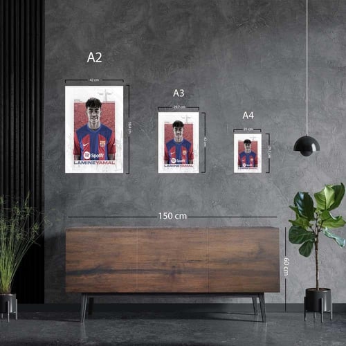 لوحة معدنية | بوستر لامين يامال جناح برشلونة الطائ...