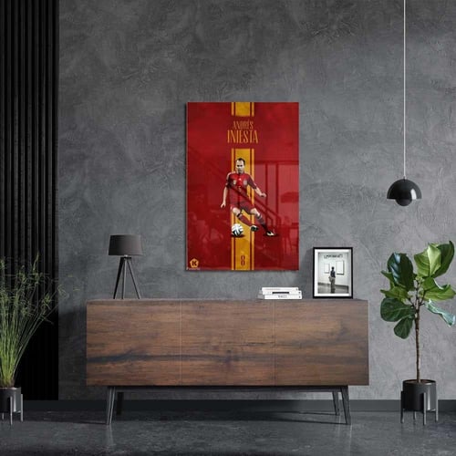 لوحة معدنية | بوستر أندريس إنييستا بقميص منتخب إسب...