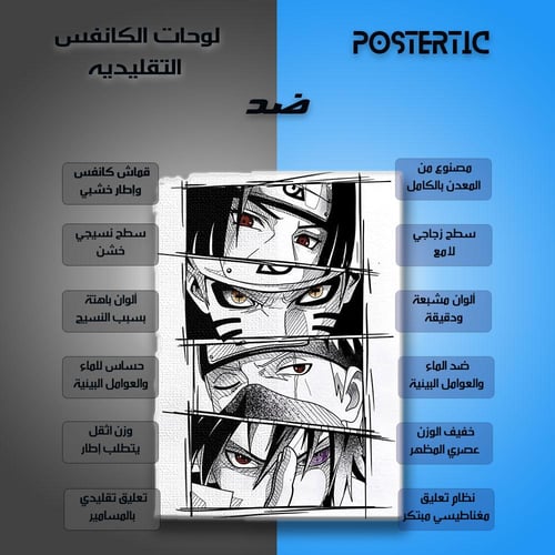 لوحة معدنية | بوستر عيون إيتاشي، ناروتو بطور الناس...