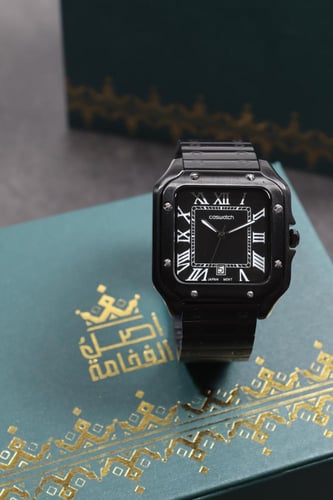 ساعة رجالية سوداء ستانليس ستيل