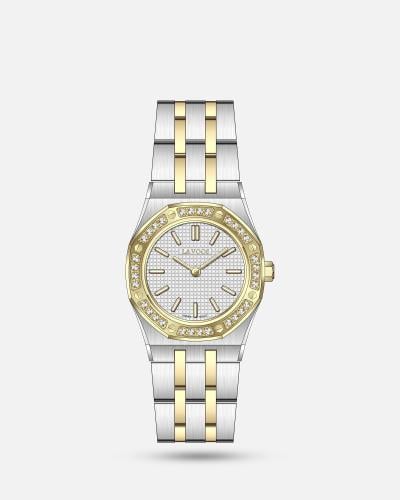 ساعة نسائية بلون ذهبي وفضي