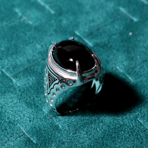 خاتم بتصميم عثماني مخالب فضة عيار 925 اسود