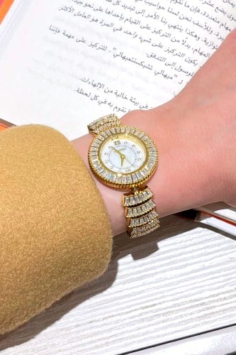 ساعة نسائية شبيه الألماس بفصوص الزركون شبيه الألما...