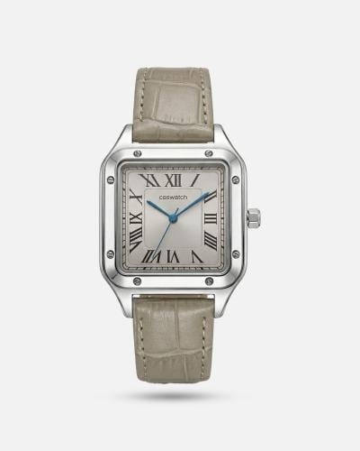 ساعة رجالية جلد رصاصي شبيهة كارتير