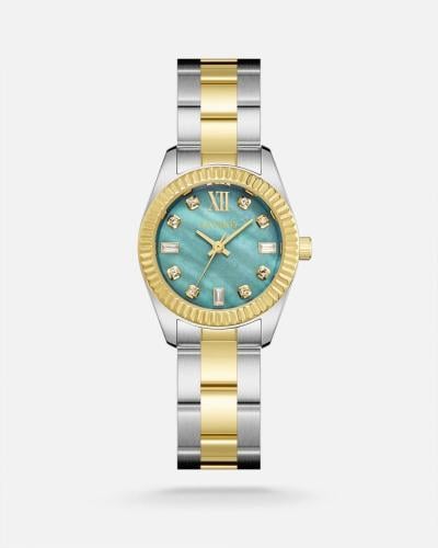 ساعة نسائية بلون ذهبي وفضي