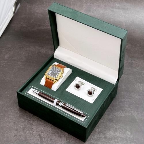 طقم رجالي ساعة مع كبك وقلم