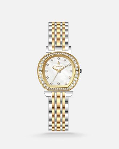 ساعة نسائية ستيل بلون فضي وذهبي