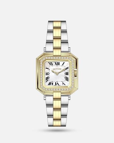 ساعة نسائية ستيل باللون الفضي والذهبي