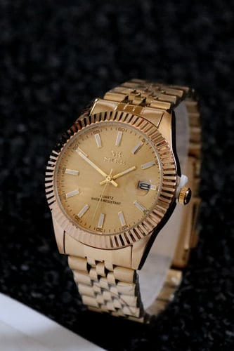 ساعة رجالية كلاسيكي بلون ذهبي مقاس 38mm