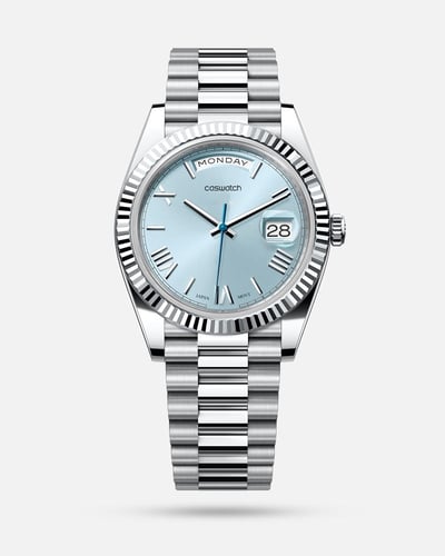 ساعة رجالي ستيل DAY DATE باللون السماوي