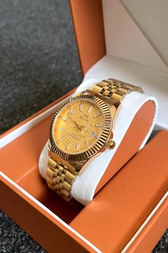 ساعة رجالية كلاسيكي بلون ذهبي مقاس 38mm