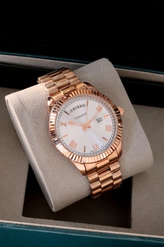 ساعة رجالي ستيل DAY DATE روز قولد ابيض