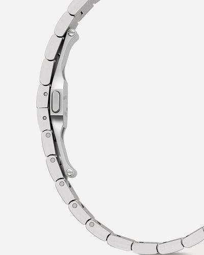 ساعة رجالية مربعة بلون فضي أسود