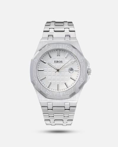 ساعة رجالية بلون فضي