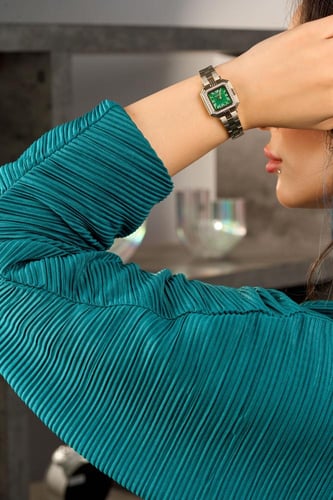 ساعة نسائية ستيل بلون ذهبي اخضر