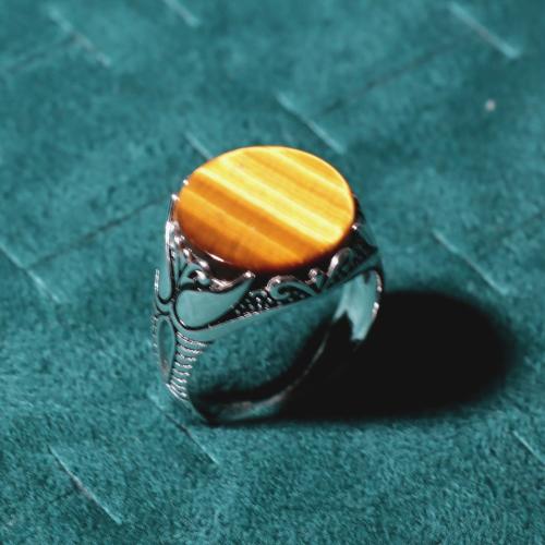 خاتم بتصميم عثماني فضة عيار 925 عين النمر