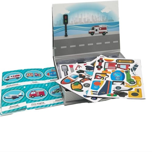 صندوق بزل المواصلات - 59 قطعة مغناطيسية - لعبة تعل...