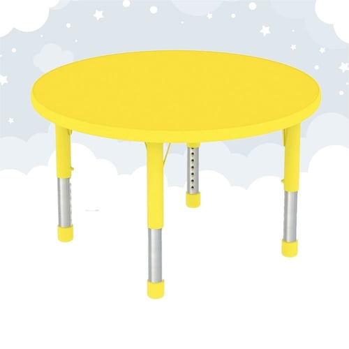 طاولة دائرية خشبي قطر 90 سم لا يشمل الكراسي - اصفر