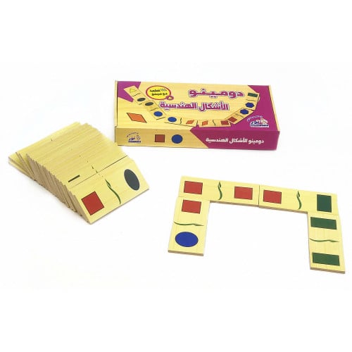 لعبة دومينو الاشكال الهندسية - 28 قطعة خشبية