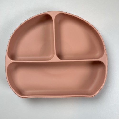 طبق سليكون للاطفال - بني فاتح