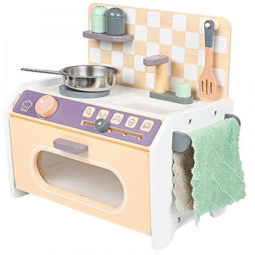 المطبخ الكلاسيكي للاطفال باللون الرمادي خشبي - صغي...