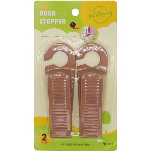 اداة ايقاف الباب ارضي - 2 قطعة - بني