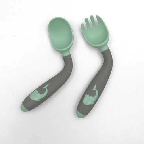 ملعقة وشوكة سليكون بعلامة الحوت