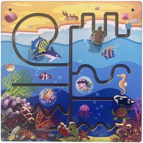 لوحة جدارية خشبية - المحيط بمقاس 52X52 سم - لعبة م...