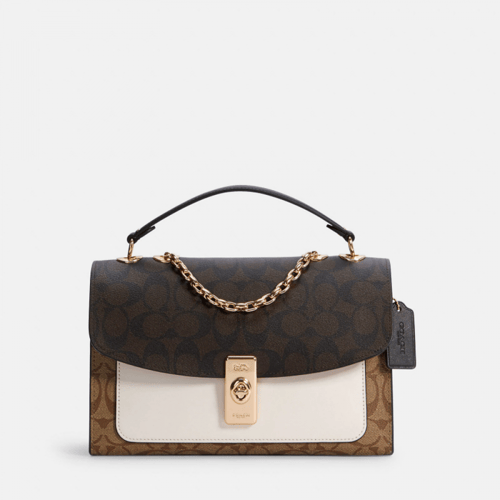 حقيبة كتف "لين Lane" من القماش بنقشة ماركة كوتش