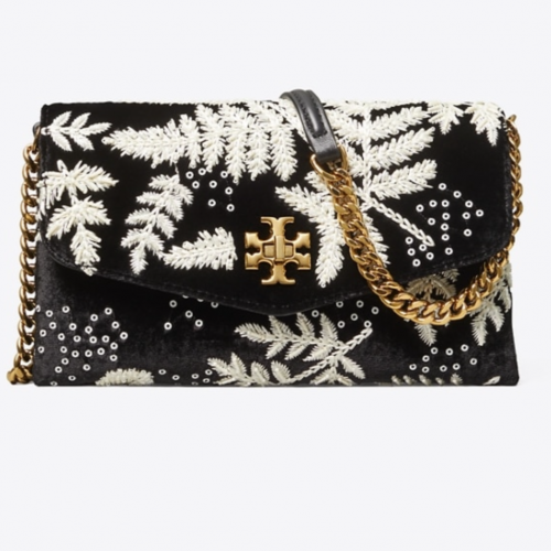 محفظة "كيرا" مطرزة من المخمل بسلسلة