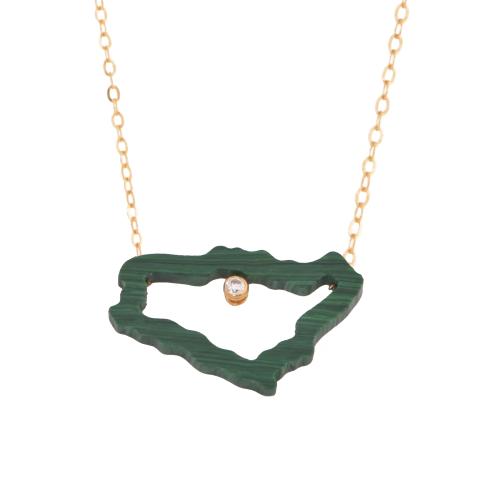 عقد خريطة المملكة حجر ملاكيت اخضر