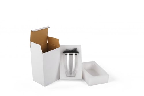 كوب شفاف طبقتين زجاج بغطاء بلاستيك أسود/ رمادي 500...