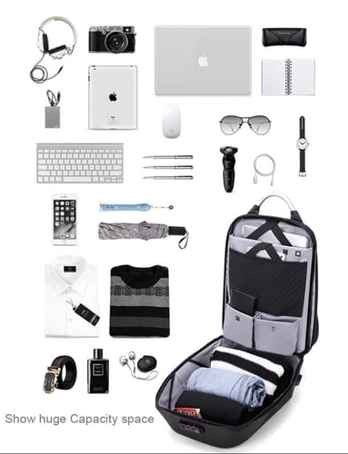 حقيبة ظهر لابتوب ذكية بقفل حماية ومنفذ USB لون أسو...